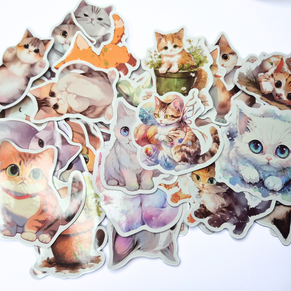 50 klistermärke katter ca 48-60 mm  (50223)