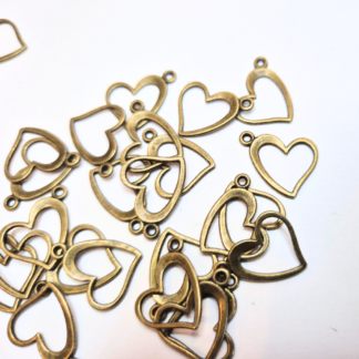 Charms berlocker hjärtan 10 st , antikbrons (20305)