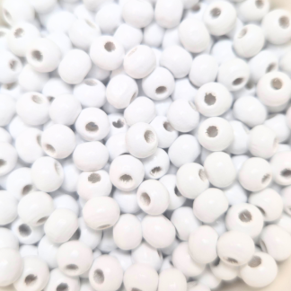 300 st träpärlor i vitt 6x5 mm Storlek: 6x5 mm (82313)